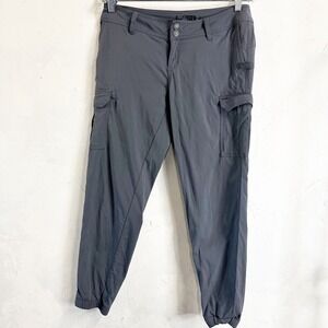 PrAna Cargo Pants Womens SZ 4 Gray Nylon Joggers Performance Hiking Activewear